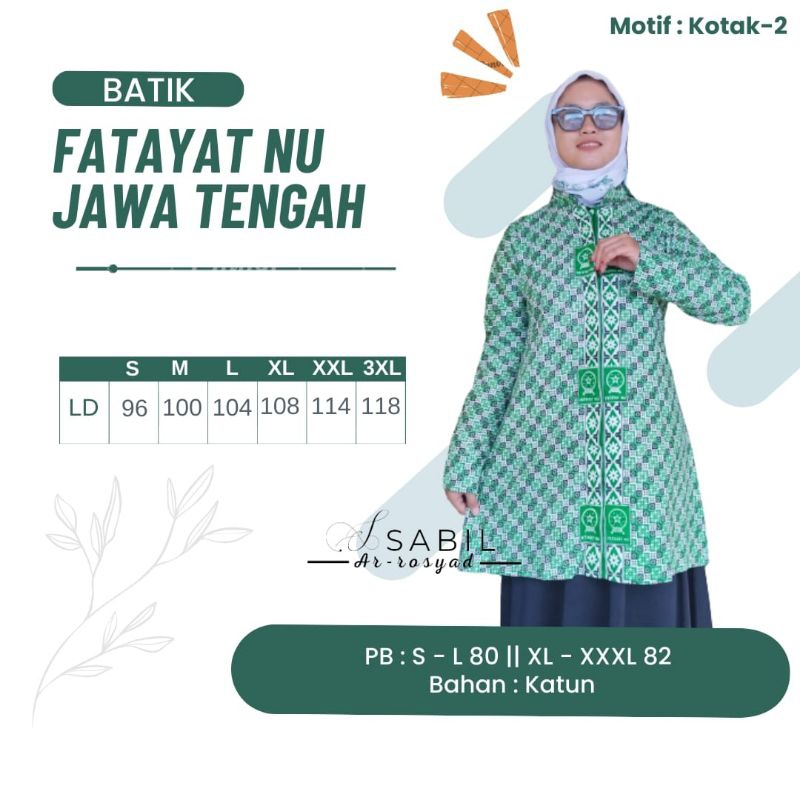 Batik Fatayat NU Seragam Blouse Fatayat Jawa Tengah Bahan Katun