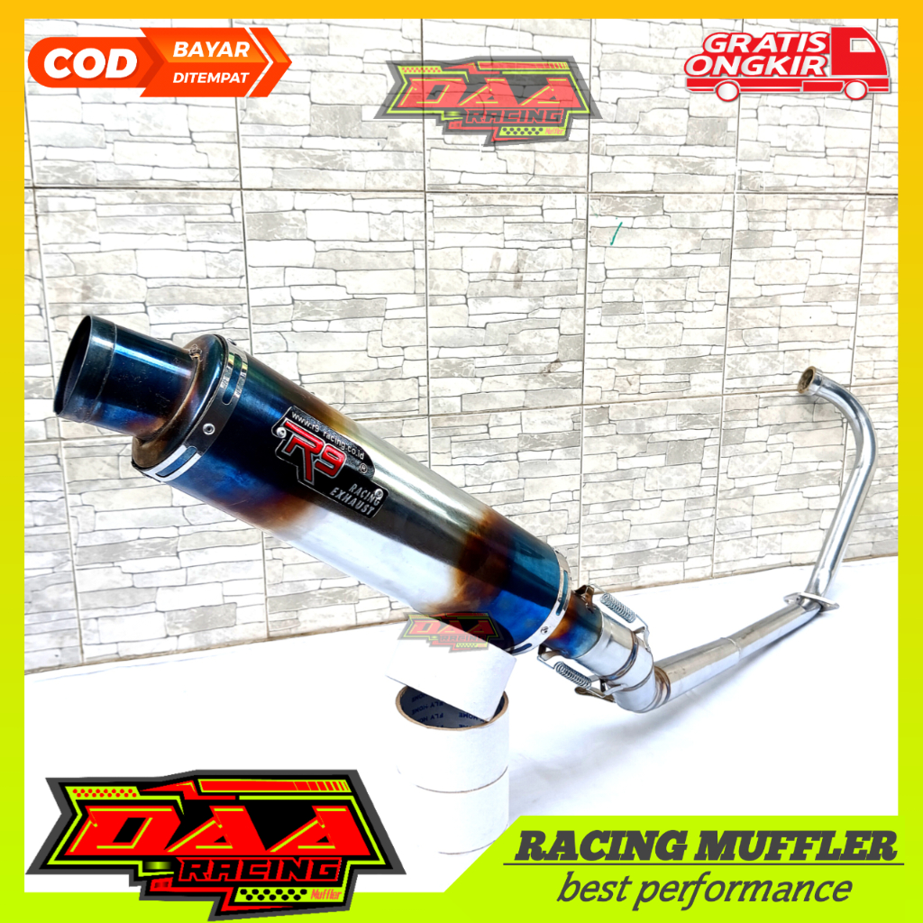 Knalpot racing VIXION Old R9 Mugello Vixion new BASS EMPUK BLUE