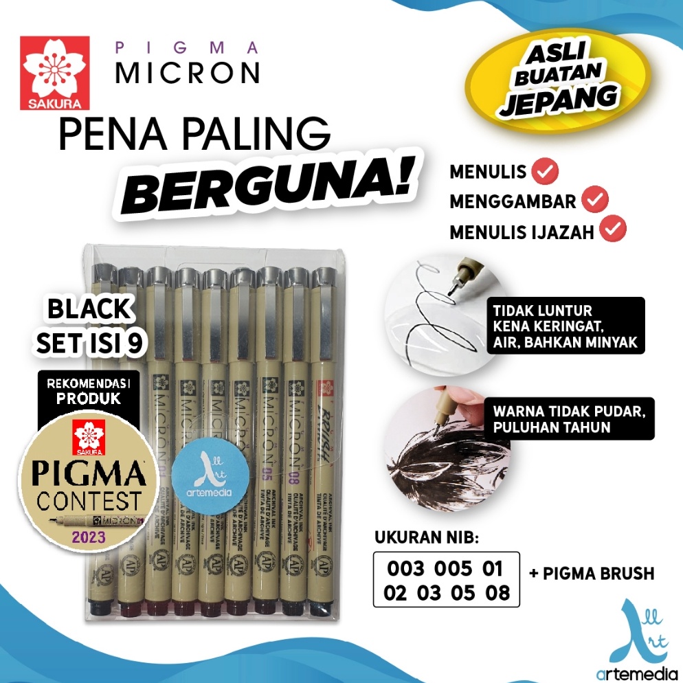 

Jual.. Drawing Pen Sakura Pigma Micron Set 9 Pigment Ink Pulpen Gambar 7GB
