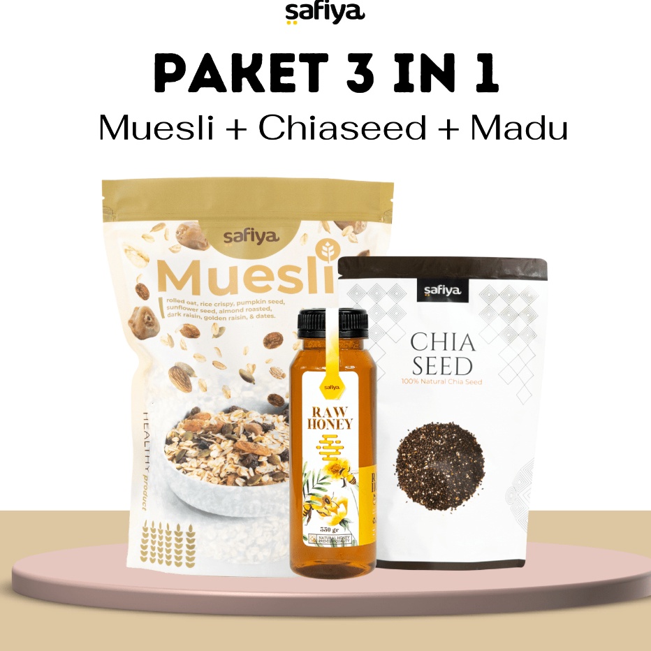 

Ready Stock [3 IN 1 PACKAGE] Paket Muesli + Madu Murni 350 gr + Chiaseed 250 gr