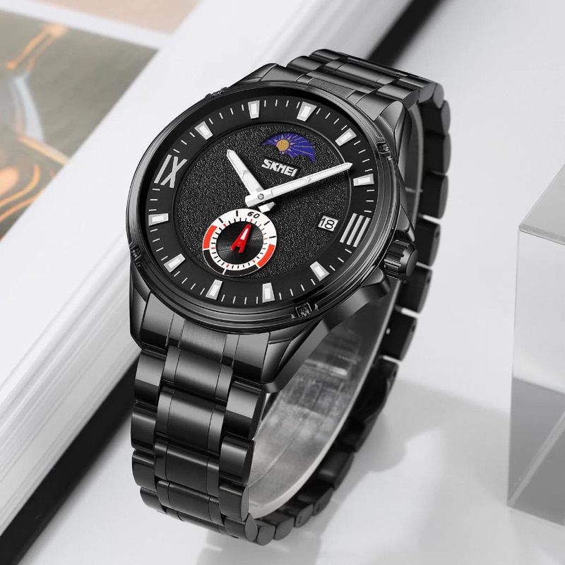 BISA COD ,,Jam Tangan Pria SKMEI 9326 Moon Phase Original Water Resistant