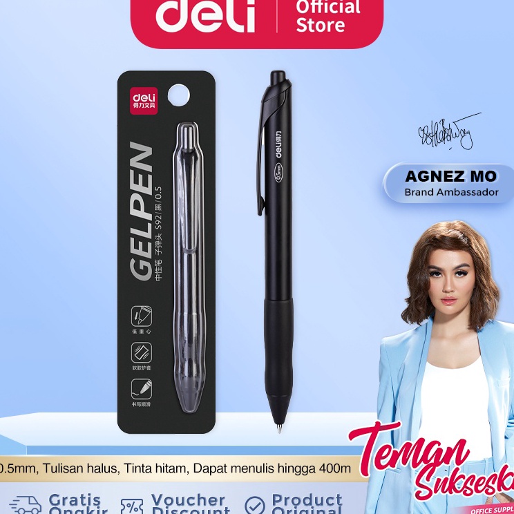 

Seller Deli Retractable Gel Pen / Pulpen Gel Cetek Premium 0.5mm Tinta Hitam Nyaman Digenggam S92 ➚➹✲