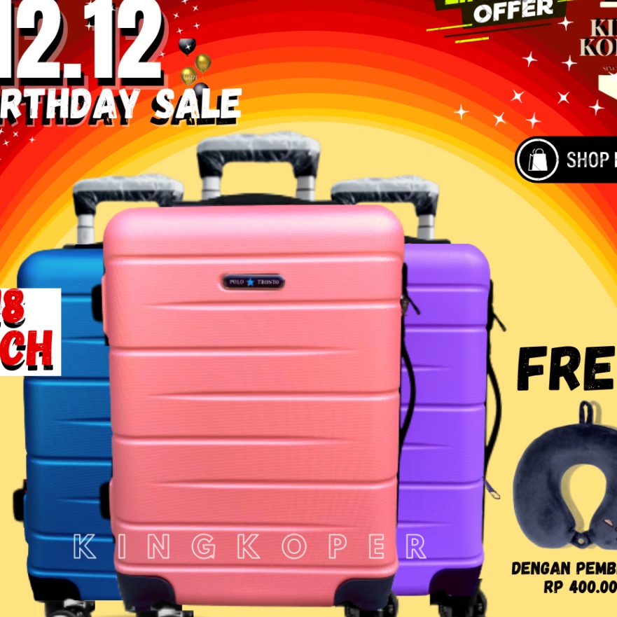 Paling Murah Koper 18 inch Polo 032 ukuran cabin - kabin - koper fiber - koper import - koper murah.