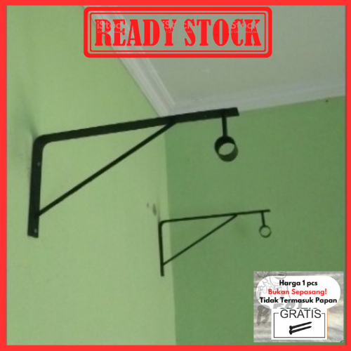 Rak Siku Dinding Besi / Bracket Hambalan Lubang Pipa Papan Kayu / Siku Besi Rak Dinding / Braket Sik