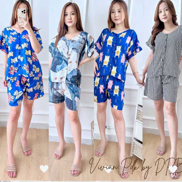 Daster Putri Bali - Vivian Celana Pendek Setelan Daster Bali