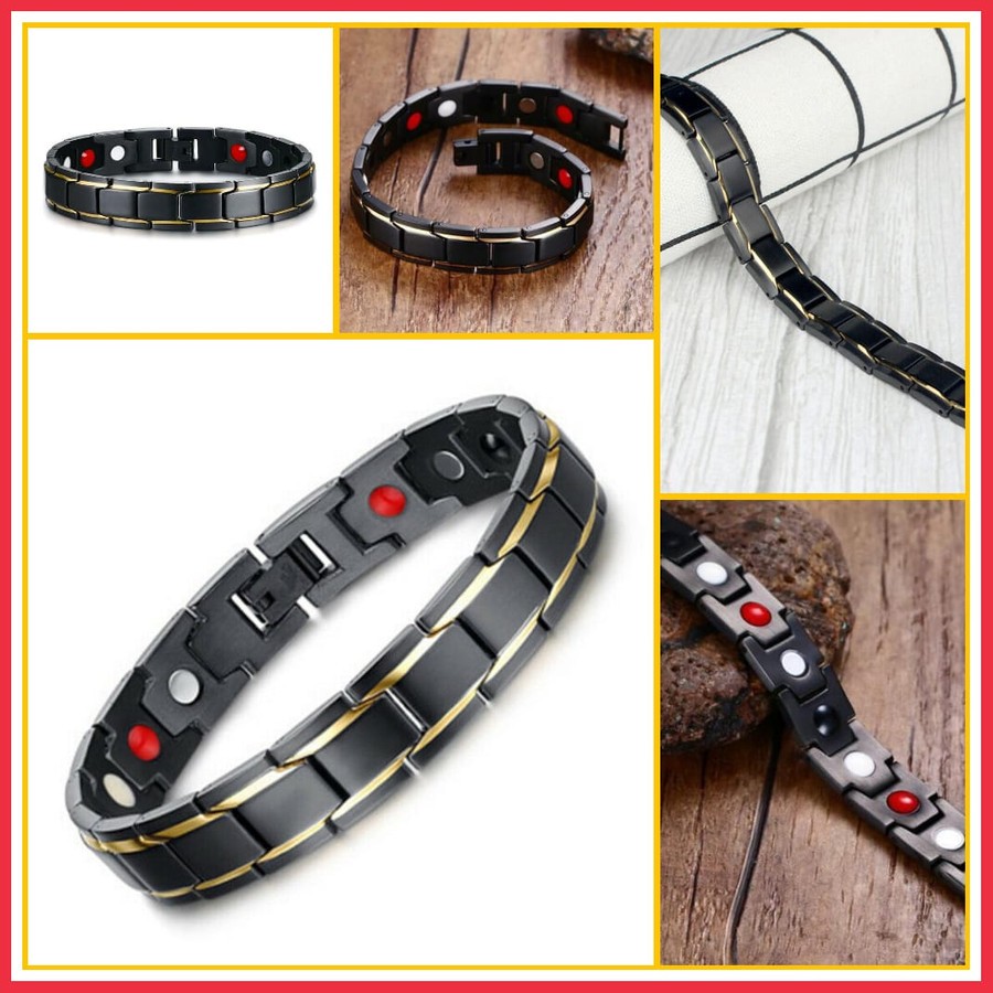 Gelang Pria Magnet Kesehatan Titanium Stainless Steel