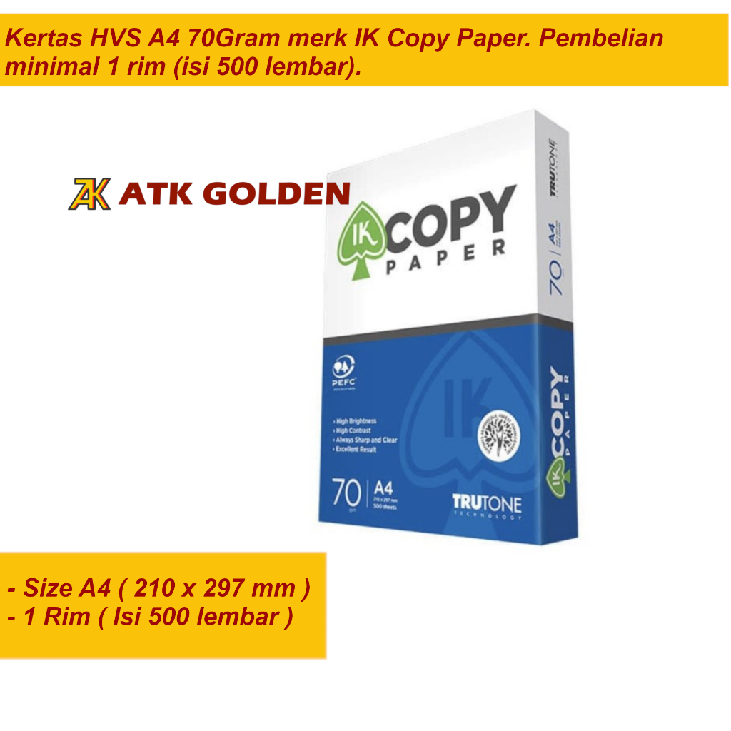

TERMURAH Kertas HVS A4 70Gram IK Copy Paper