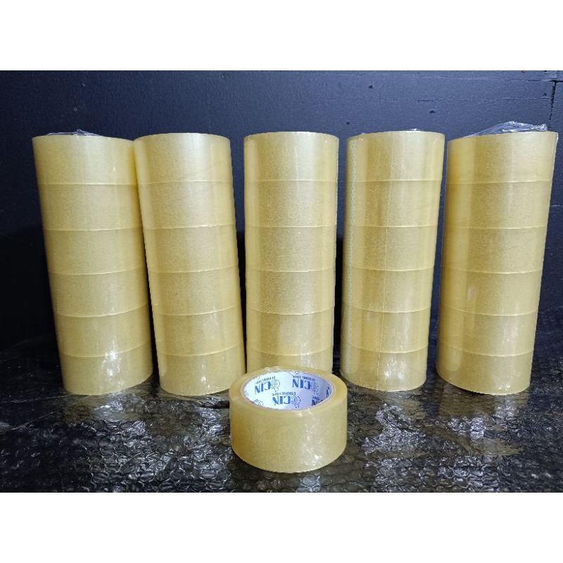 

lakban bening ukuran 45mm x 90 yard. 6 pcs dengan daya rekat kuat