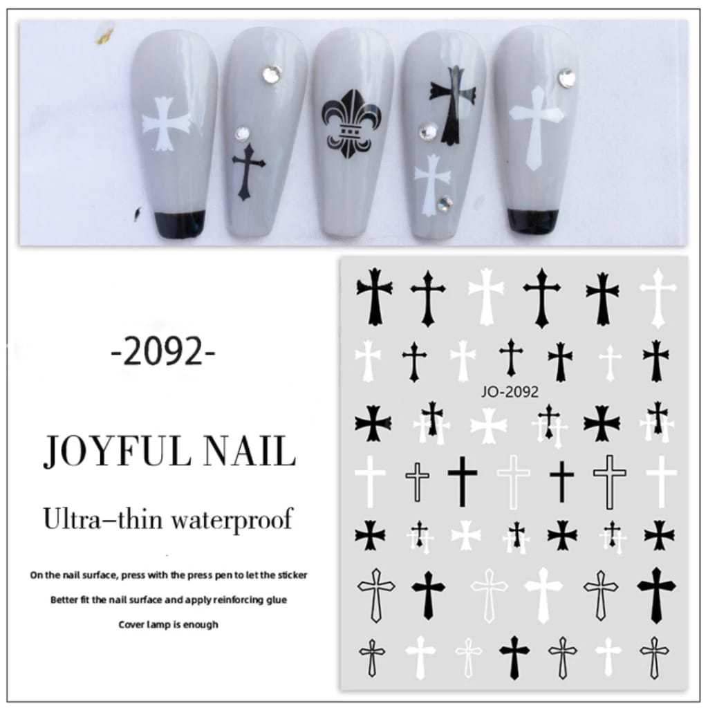STIKER KUKU Nail art SALIB Hitam PUtih Stiker kuku anak dewasa
