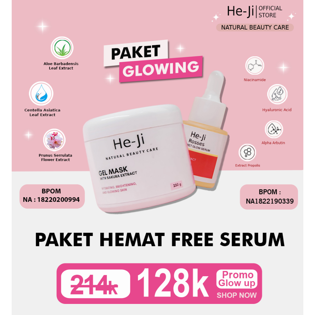 He-Ji  Gel Mask Paket Serum Perawatan Wajah - Ekstrak Bunga Sakura