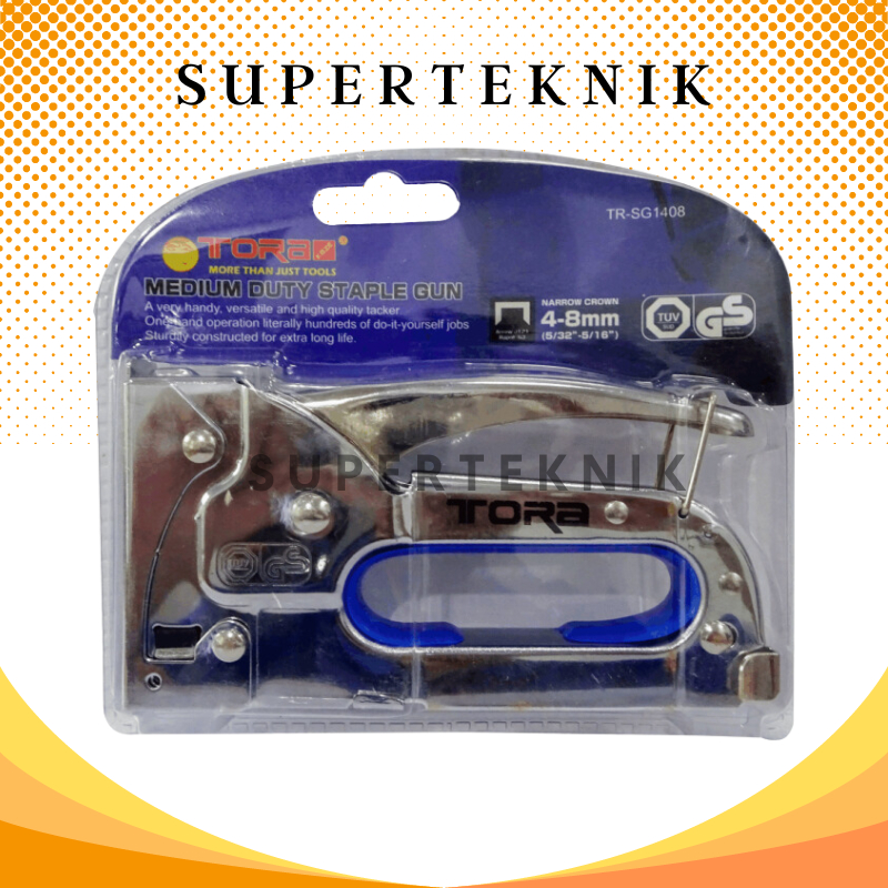 

Staple Gun Medium / Staples Gun SG1408 Tora / Staples Tembak SG 1408 TORA / Staples Manual Staples Jok TORA ( 4mm-8mm)