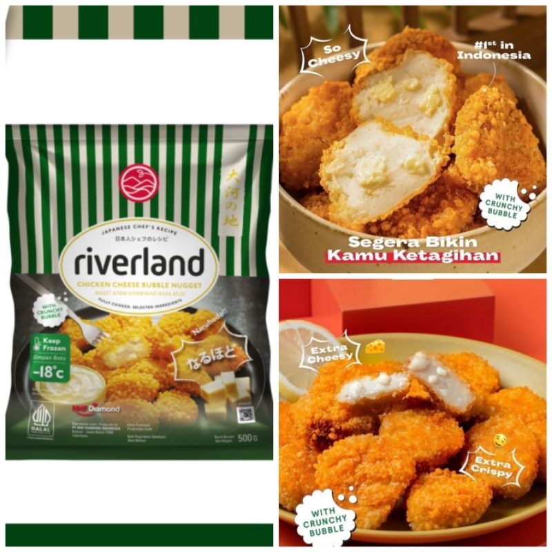 

Riverland Chicken Cheese Bubble Nugget ( Naget Ayam Crispy dengan Keju ) | Berat Bersih 500gram