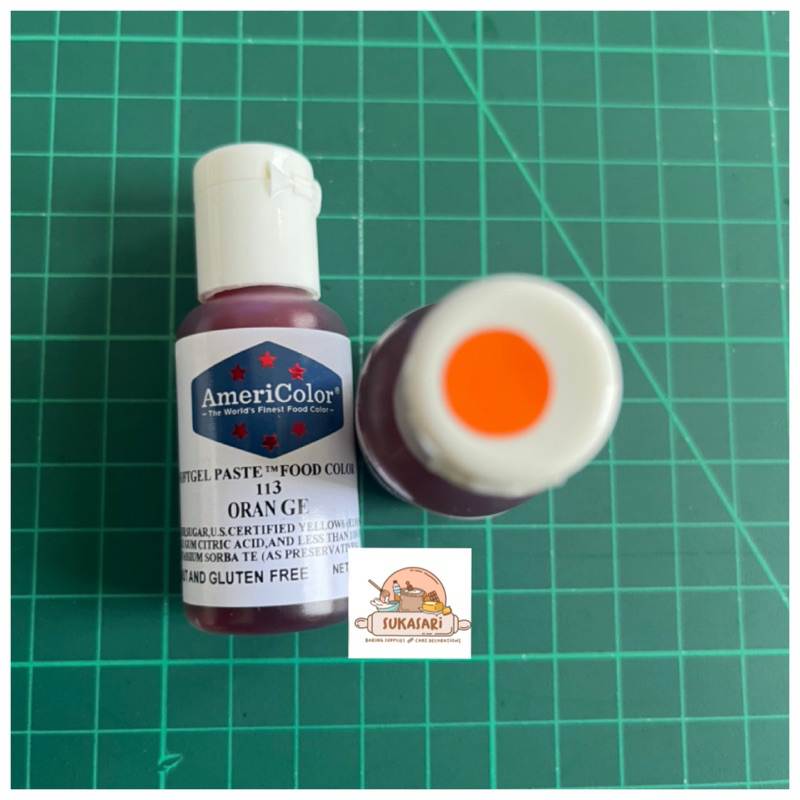 

Americolor 0.75oz 21Gr Orange soft gel food coloring pewarna makanan