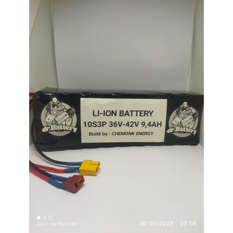 baterai pack 36v 9AH lithium ion 10s3p