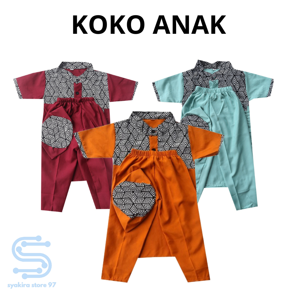 Setelan Baju Koko Batik Pekalongan Anak Laki Laki Plyester Polimikro Premium Umur 1 – 10 Tahun