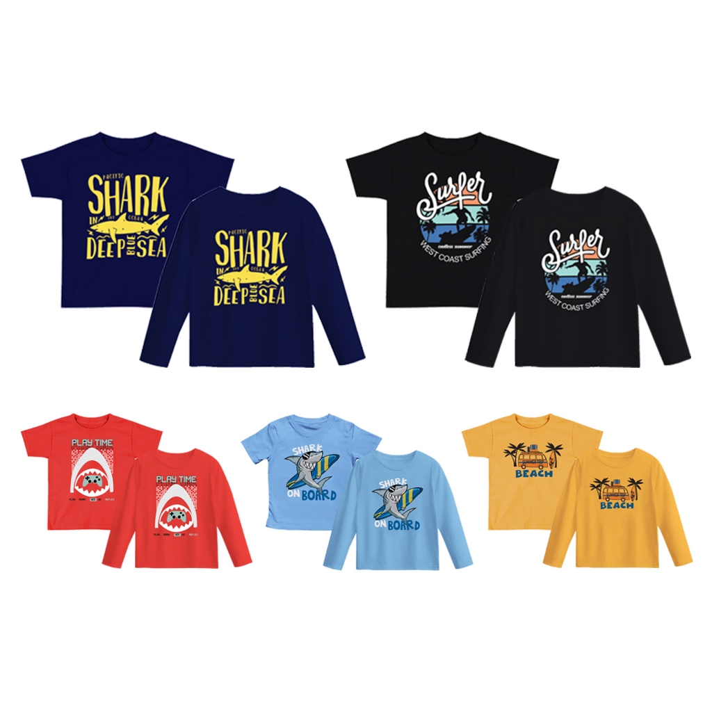 Kaos Anak Lengan Panjang / Baju Anak Lengan Pendek Laki laki Perempuan Couple Unisex Cotton Combed 2