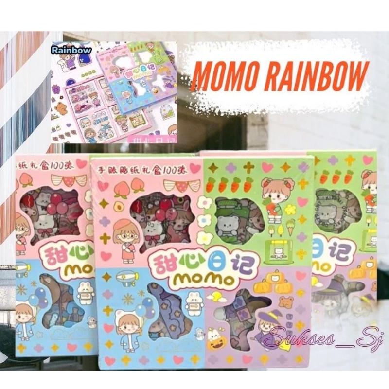 

Stiker MOMO Rainbow Cute Terbaru Isi 100 Pcs 4 Warna / MOMO MIX Sticker Stickers Box