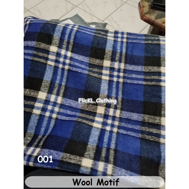Kain Wool Motif Katun Bahan Wool Kotak - Kotak Wool Motif