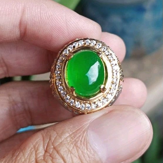 Cincin batu permata natural giok burma + Memo