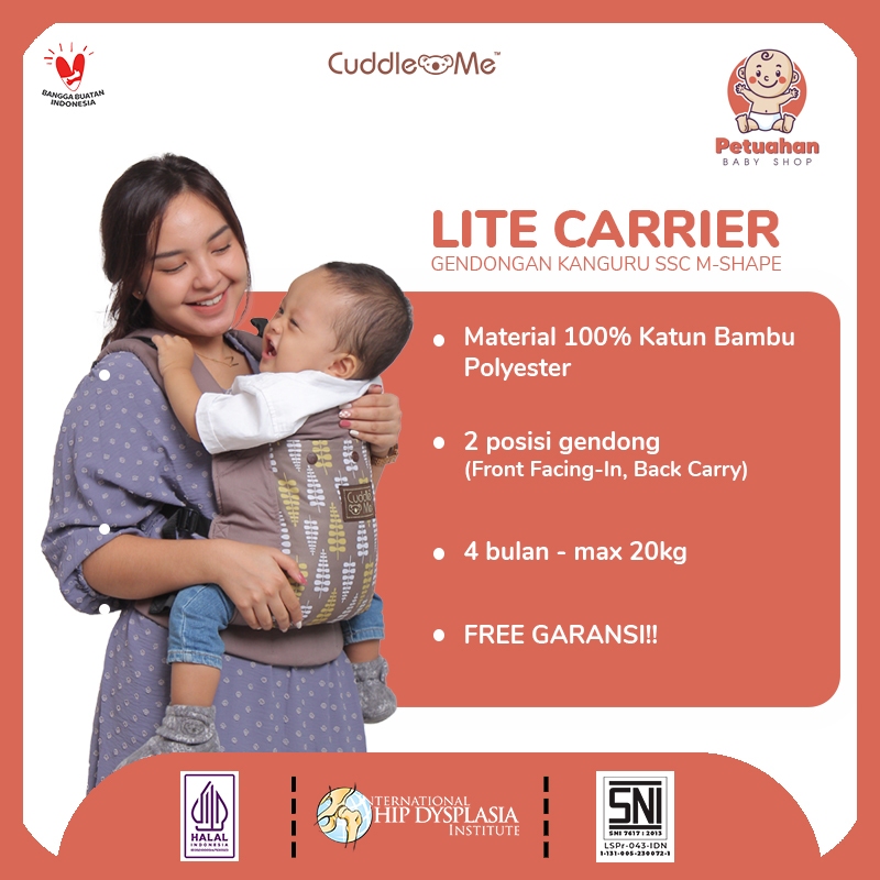 Gendongan Bayi depan - SSC M Shape - Gendongan bayi 4bulan - Litecarrier Solid CuddleMe
