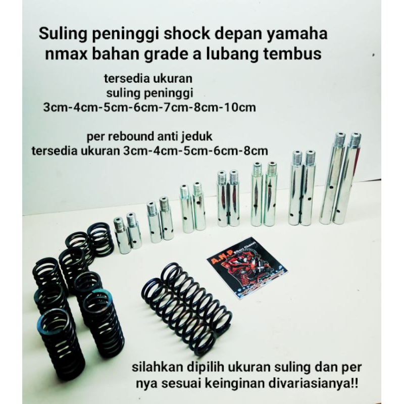 Suling peninggi shock depan yamaha nmax plus per rebound anti jeduk bahan grade a lubang tembus