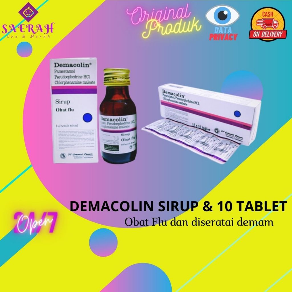 Demacolin 10 Kaplet | Demacolin Sirup 60 ml | Obat FLu | Obat demam Flu
