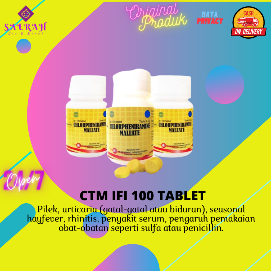 ❤Alesha❤  CTM Ifi 4 mg 100 Tablet | Chlorpheniramine Maleat | Logo Hijau