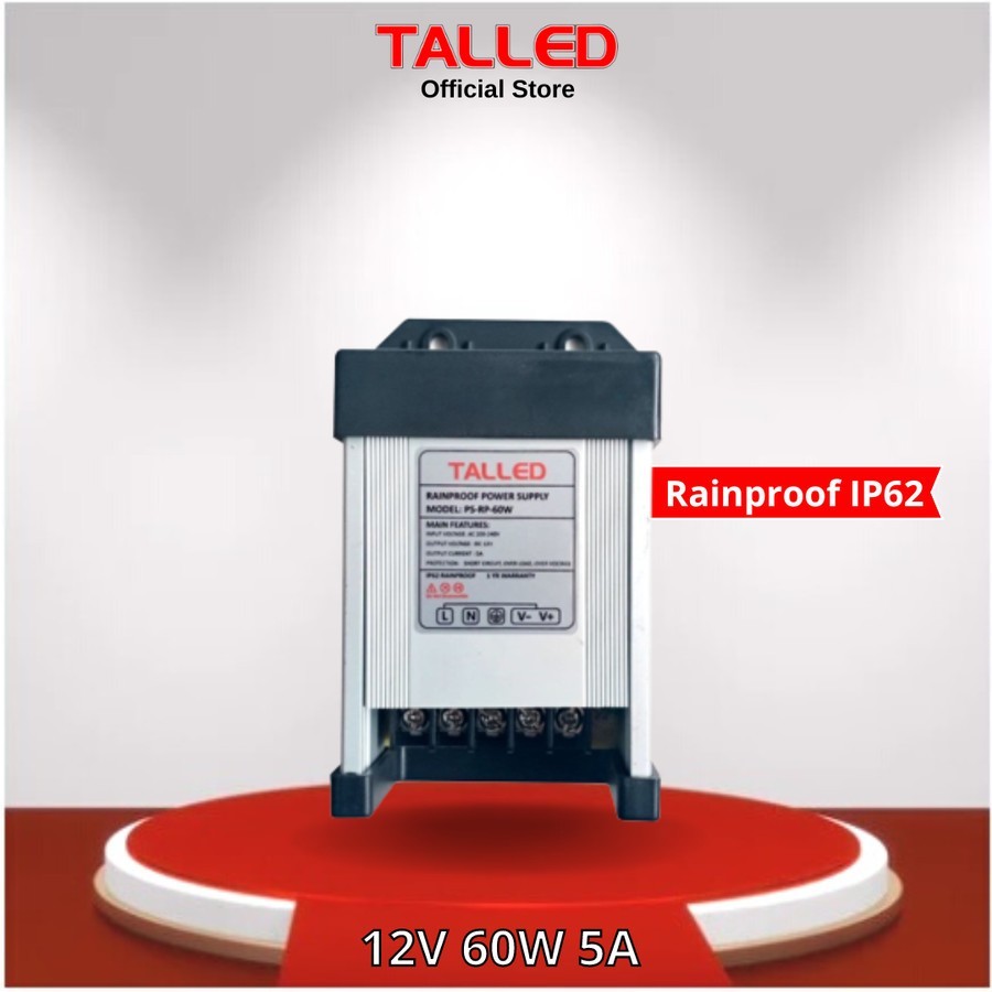 POWER SUPPLY TALLED 12V RAINPROOF OUTDOOR 5A 60watt