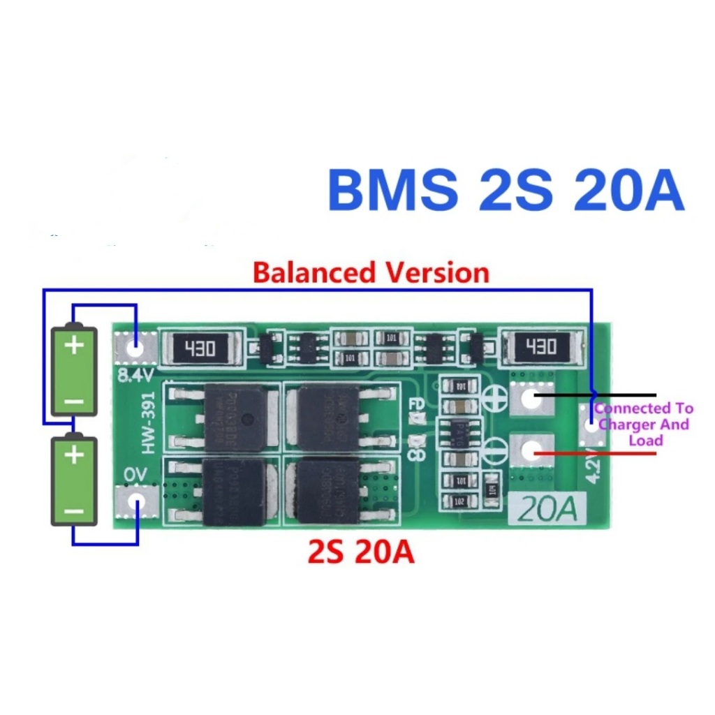 BMS 2S 20A 7.4V Li-Ion Lithium 18650 Modul Protection Board 8.4V Charge 20 A