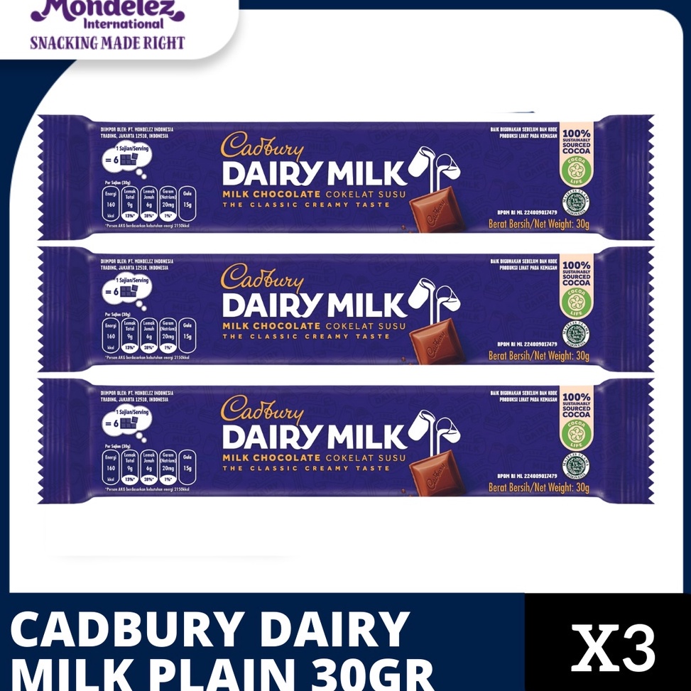 

Buru@n Beli Cadbury Dairy Milk Chocolate Original Regular Untuk Camilan 30g - triplepack Only One