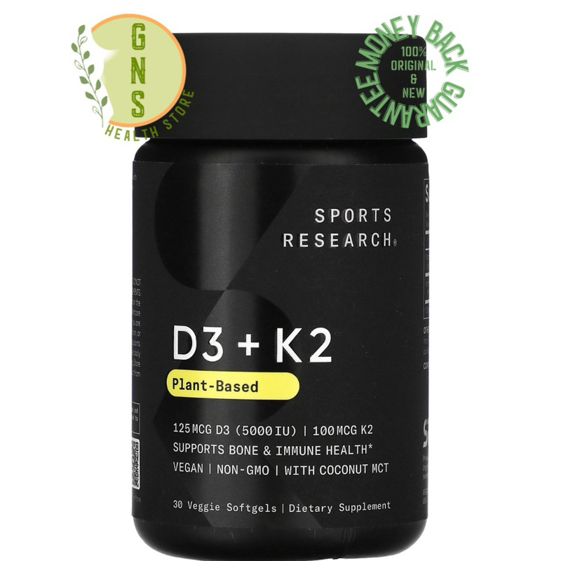 SPORTS RESEARCH SR Vitamin D3 K2 Plant Based MADE IN USA