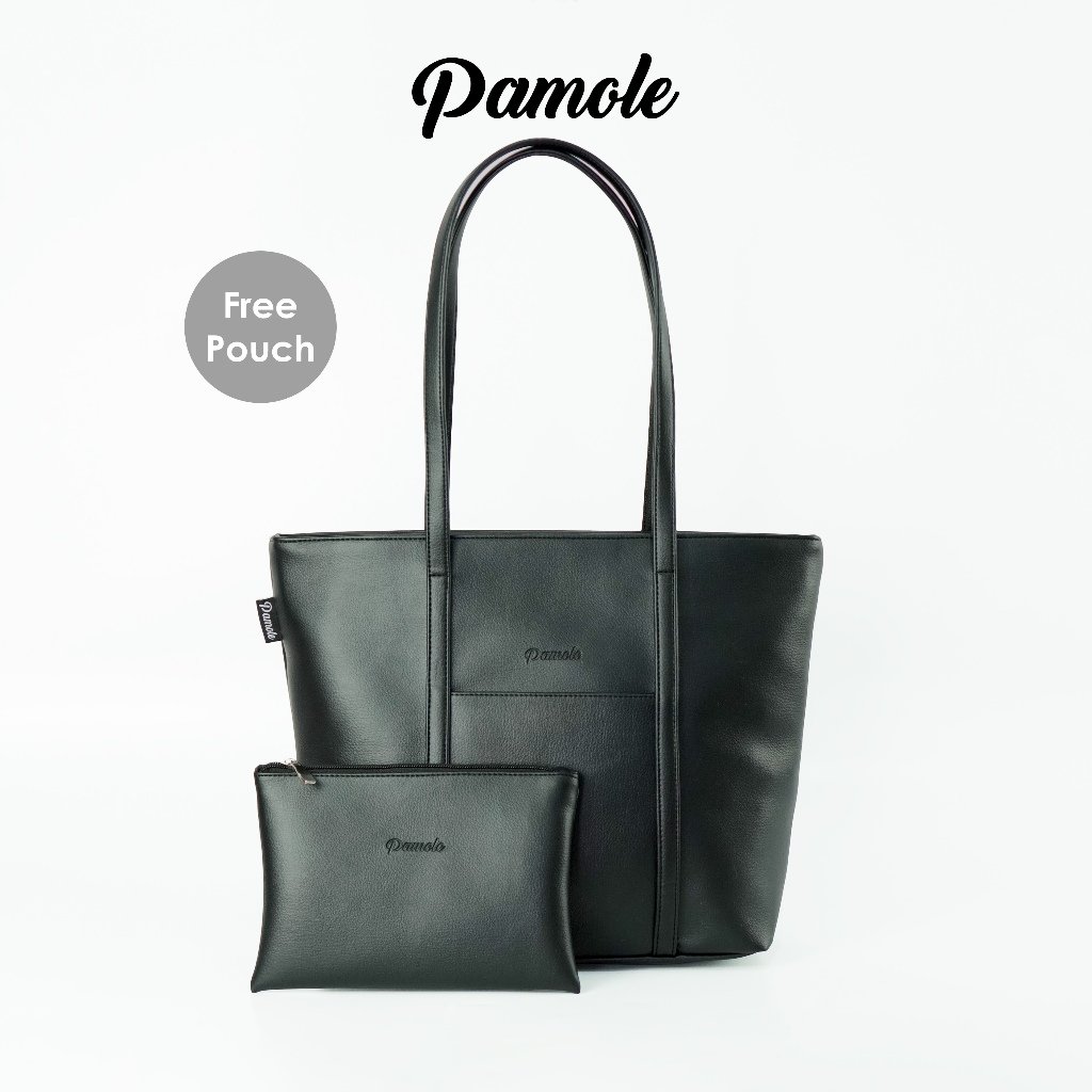 Pamole - Tote Bag Wanita Bahan Kulit Sintetis Penutup Resleting - Nessa Series