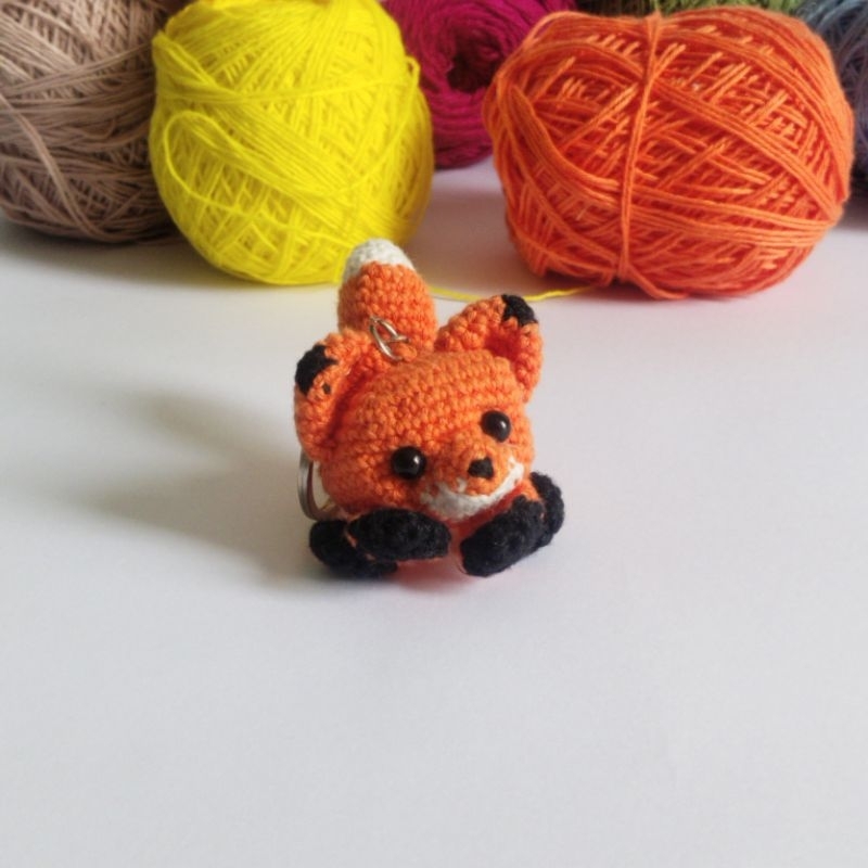 Gantungan Kunci Rajut Mini Fox • Mini Fox Amigurumi Keychain