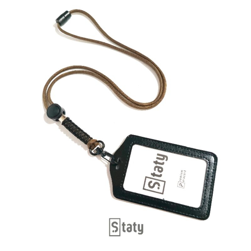 

Lanyard Premium Paracord ID Card Holder Name Tag Kulit Free Custom Logo by Staty
