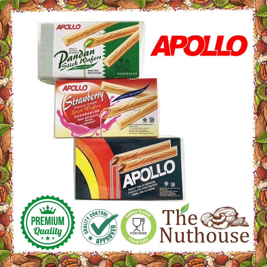 

Apollo Stick Wafer Biscuit Pandan / Coklat / Strawberry 24pcs [HALAL]