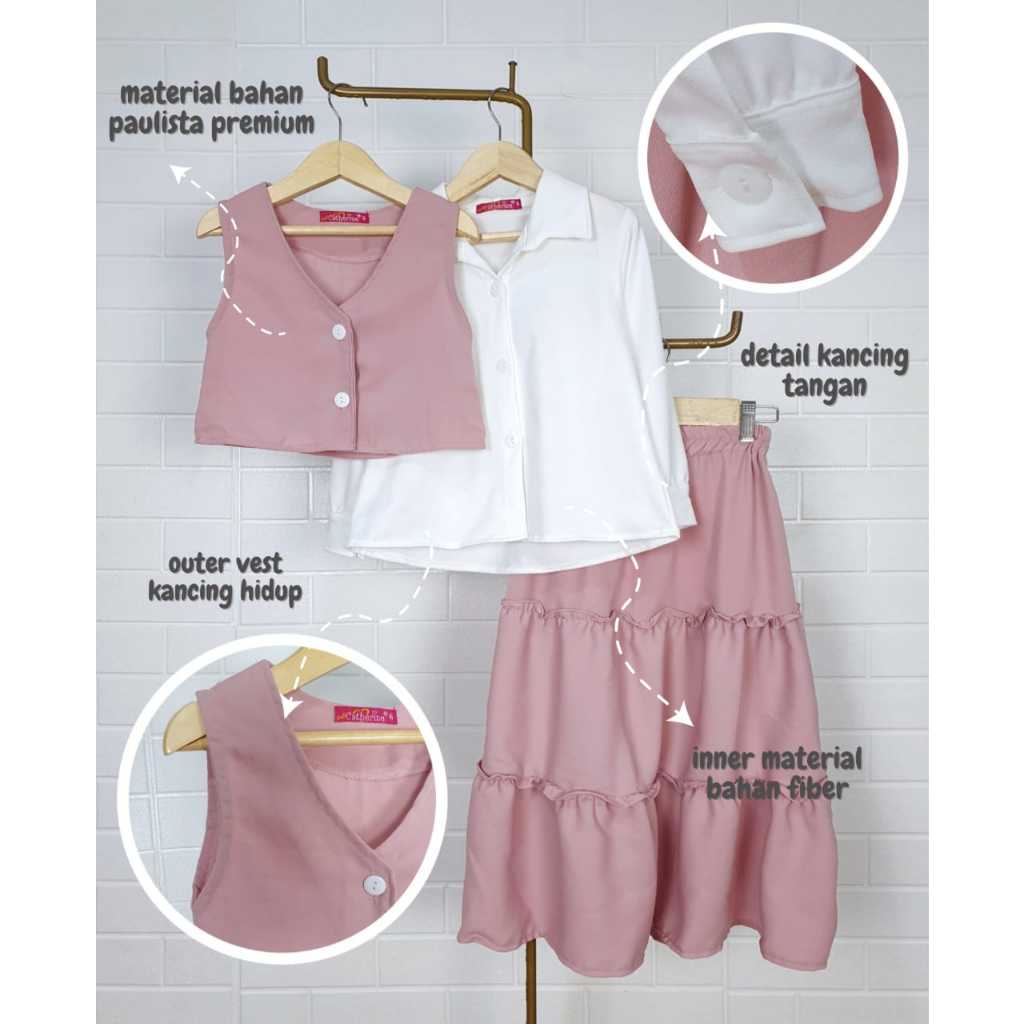 GROSIR 3set Setelan Rok CATHERINE KIDS 468 (4-6th)