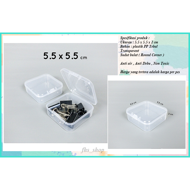 

Kotak Transparan Tempat Penyimpanan Kotak Mini Transparan Kotak Serbaguna 5.5 x 5.5 x 2 cm