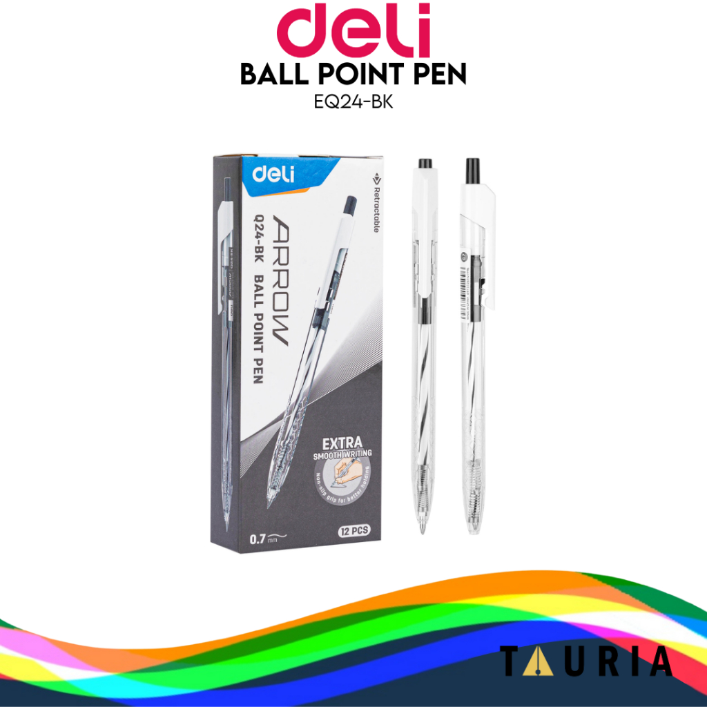 

Pulpen Tekan Deli Tip 0.7mm Ballpoint Tinta Hitam Q24