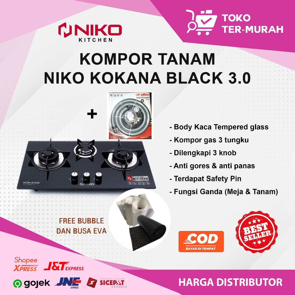 Kompor Tanam Niko KOKANA BLACK 3.0 BERGARANSI