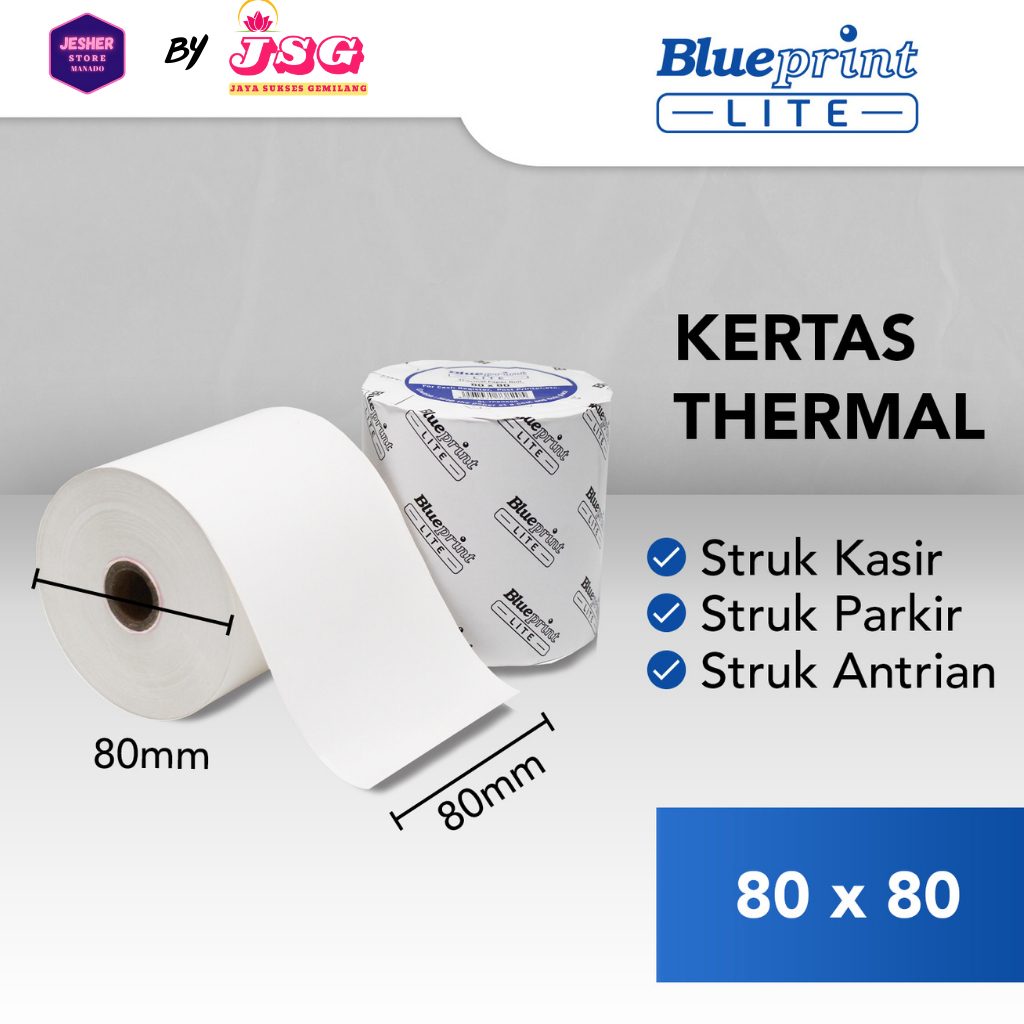 

Kertas Thermal Kertas Struk Kasir Tol Blueprint Lite 80 x 80, 80x80os 80x80 mm - 1 Roll