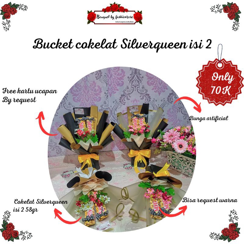 

BUCKET COKELAT SILVERQUEEN ISI 2 PCS BUKET WISUDA HADIAH GURU HARI IBU KADO ULANG TAHUN