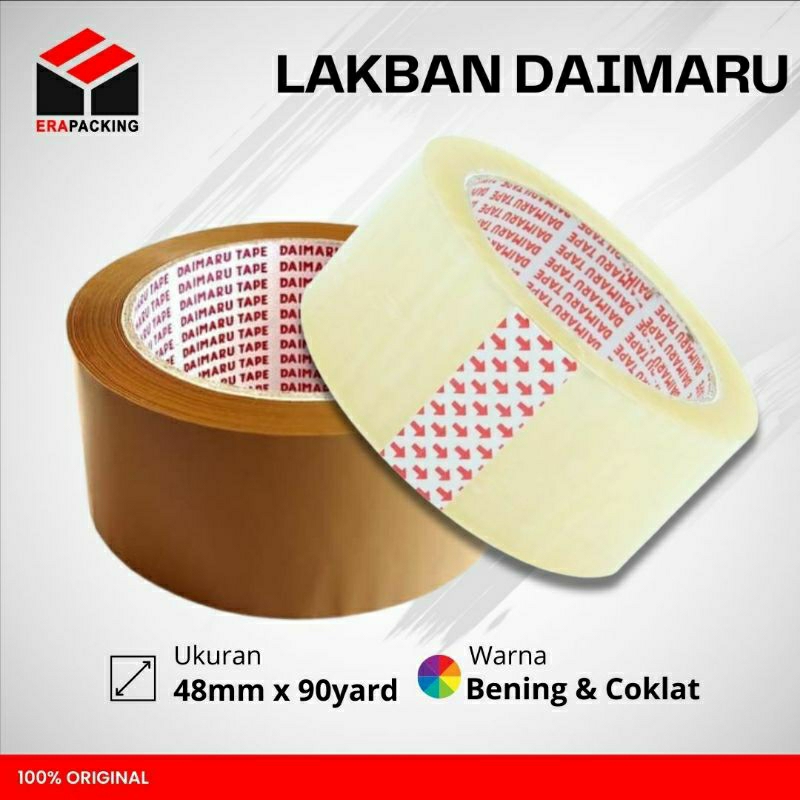 

Lakban Daimaru Tape 2 inch 48mm x 90yard Isolasi Bening Coklat SATUAN