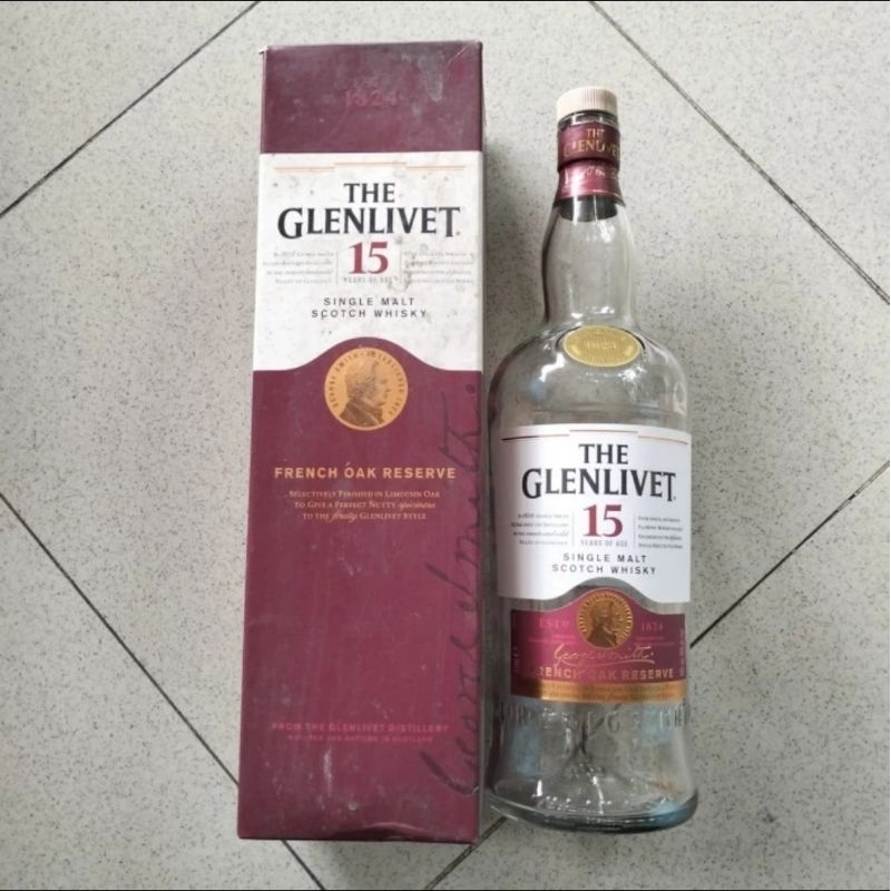 Botol kaca bekas kosong The Glenlivet 15 1000 ml