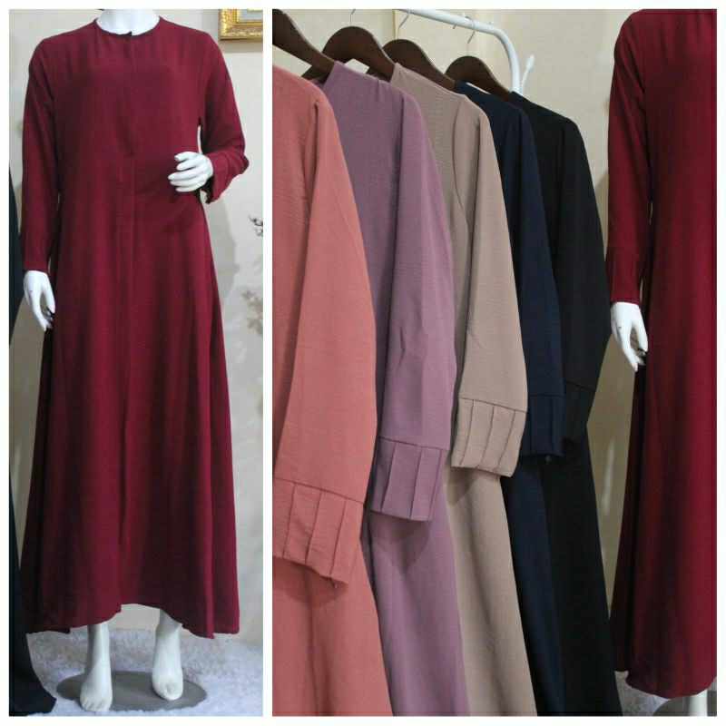 Gamis Polos Crinkle, Abaya Polos Crinkle, Gamis Polos Premium AuQi Hijab