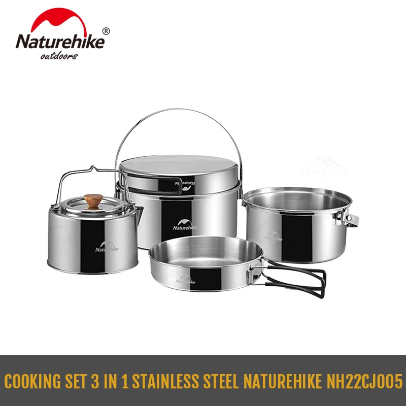 COOKING SET 3 IN 1 STAINLESS STEEL NATUREHIKE NH22CJ005