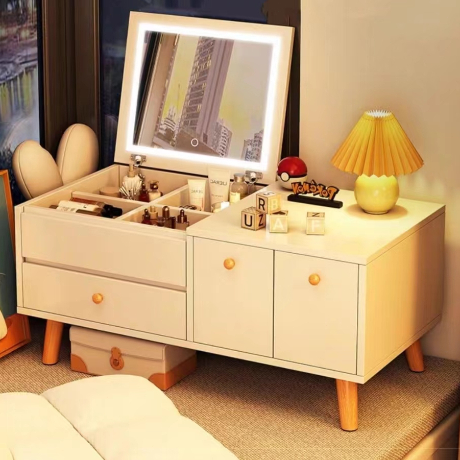 Highline Meja Rias Lampu LED Meja Rias Rak kosmetik Meja Rias Aesthetic Mini Modern Meja Kosmetik