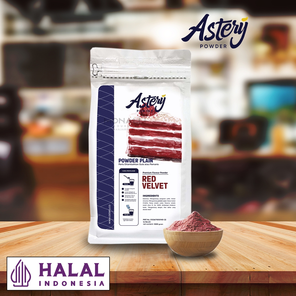 

ASTERY POWDER PLAIN RASA RED VELVET 1 KG / MINUMAN BUBUK RASA RED VELVET / RED VELVET POWDER DRINK FLAVOUR ALA CAFE
