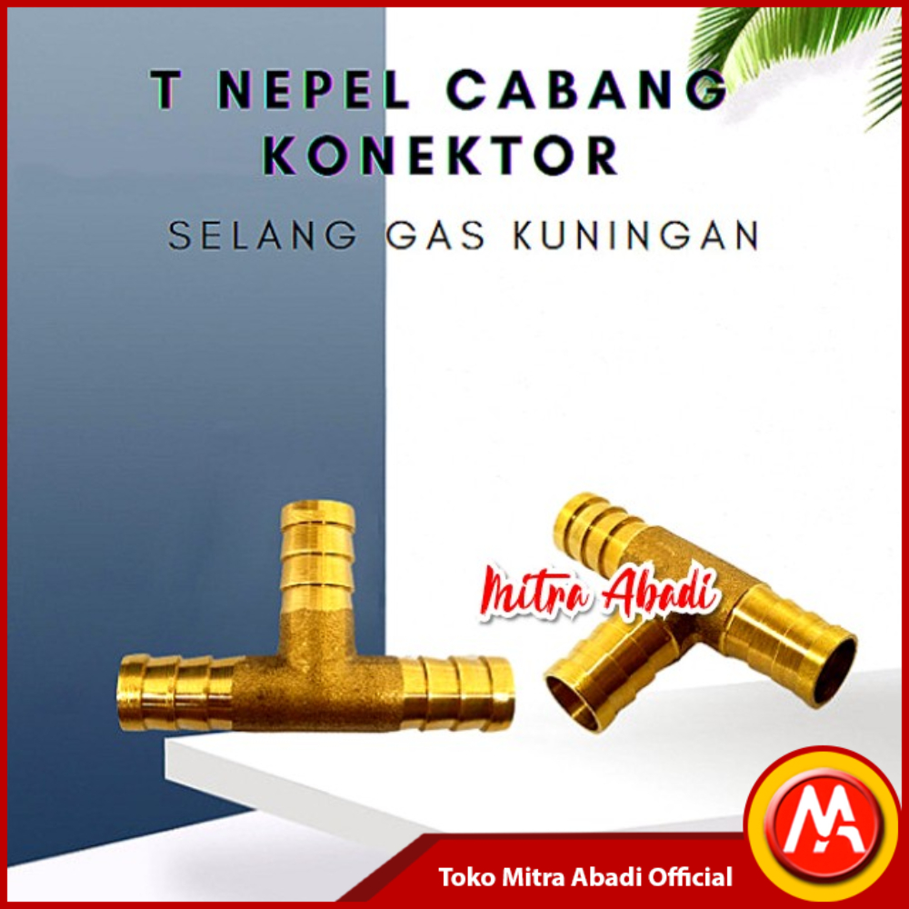 Nepel Tee Cabang 3 T Konektor Kuningan Sambungan Regulator Selang Gas