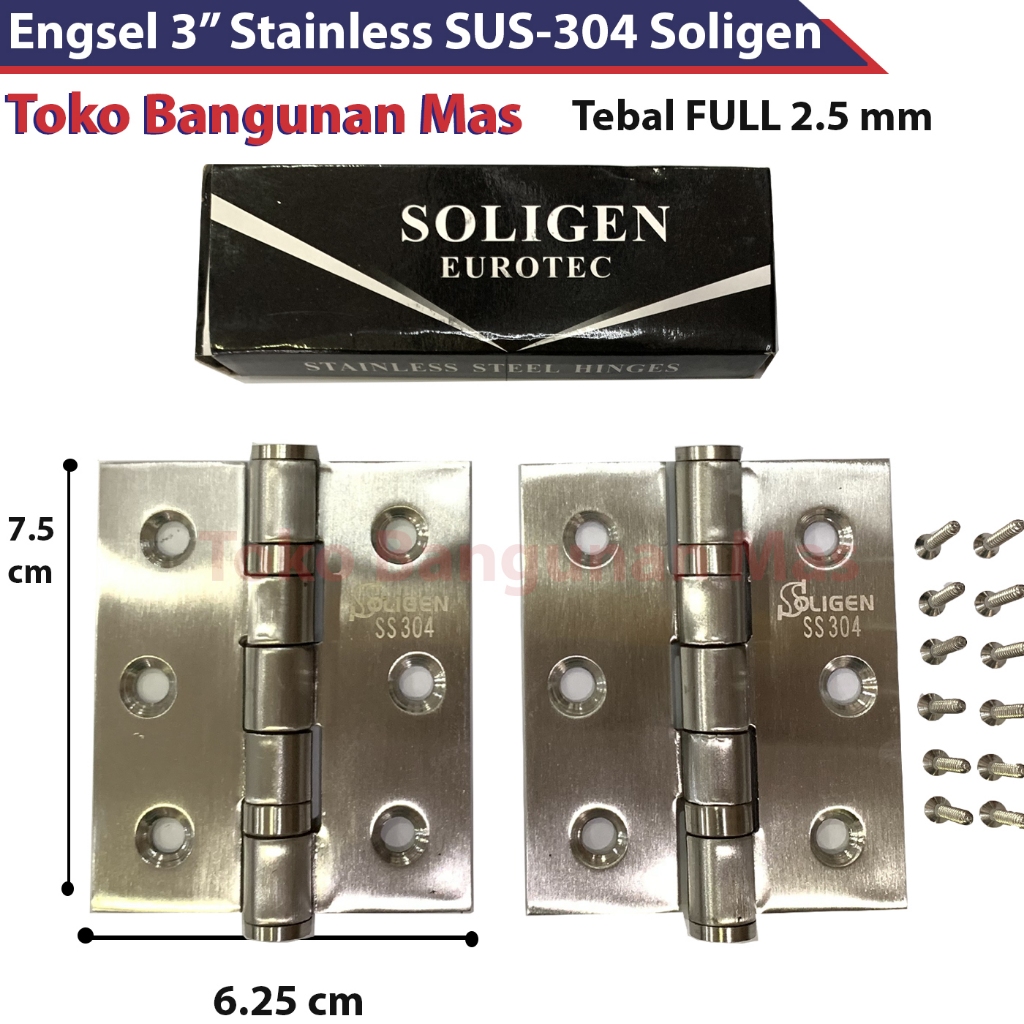 Engsel STAINLESS SUS-304 Soligen 3" / Engsel 3" Stainless SUS-304 Bearing