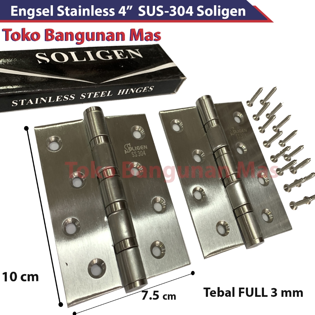 Engsel STAINLESS SUS-304 Soligen 4" / Engsel 4" Stainless SUS-304 Bearing